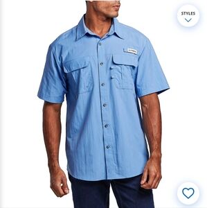 Magellan Outdoors Laguna Madre Short Sleeve Fishing Shirt, Provence Blue 2XL